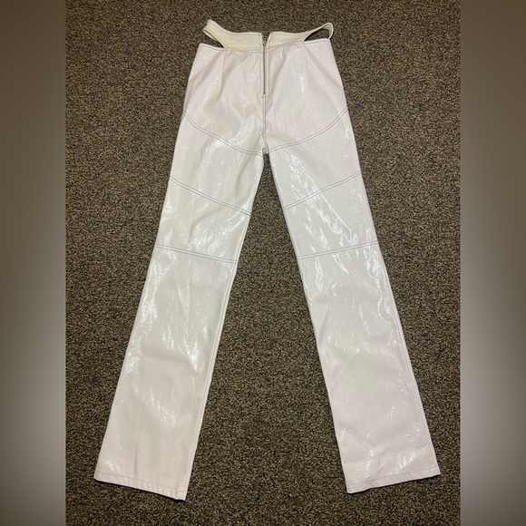 I.AM.GIA White High-Rise Faux Leather Straight Leg Pants. Size:L - Picture 4 of 16